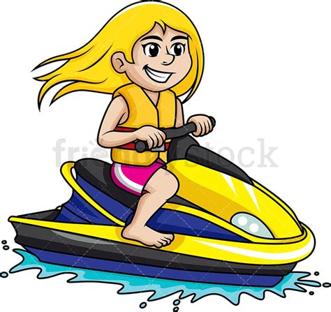 Woman Riding Jet Ski Cartoon Vector Clipart Friendlystock