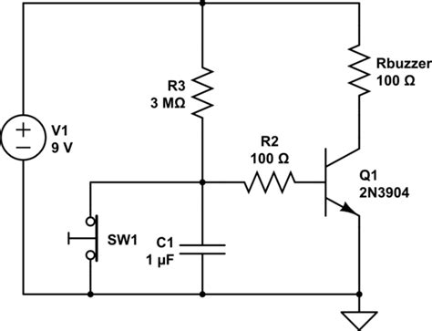 Designing a buzzer circuit that waits a bit before turning on ...