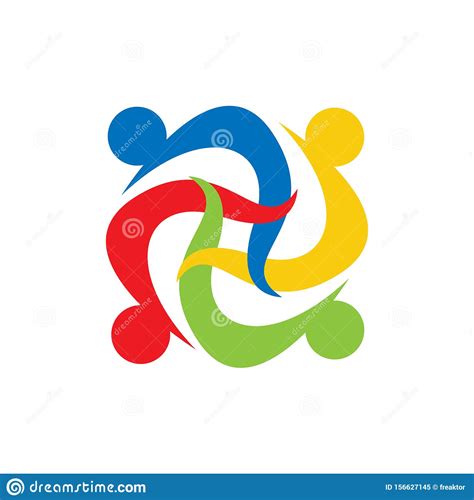 Abstract Connected Unity People Community Logo Design Vector