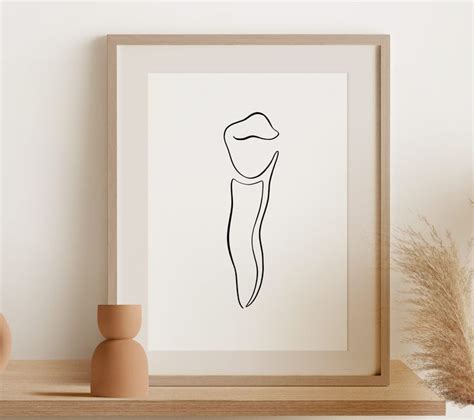 Abstract One Line Tooth Drawing Dental Painting Digital Download