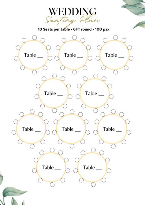 Wedding Seating Chart Pax Round Table Display For Guest Names