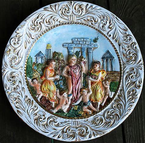 Hand Painted Capodimonte Italy High Relief Wall Plate Roman Scene