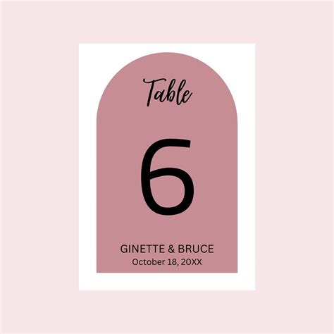 Wedding Table Number Template Modern Minimalist Rose Gold Table Numbers