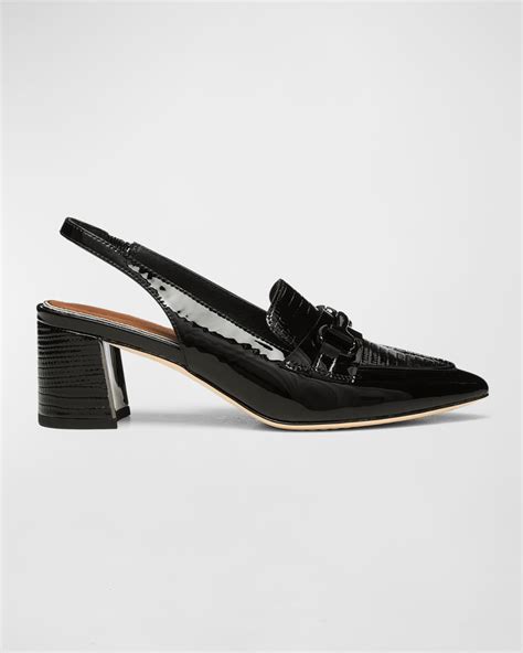 Donald Pliner Saige Patent Slingback Loafer Pumps Neiman Marcus