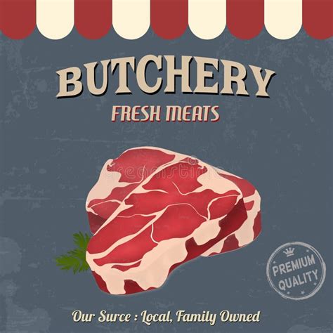 Butchery Poster In Retro Style Stock Vector Illustration Of Paper