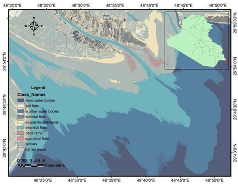 Supervised classification of delta landforms (Landsat 7 ETM+, 2002 ...