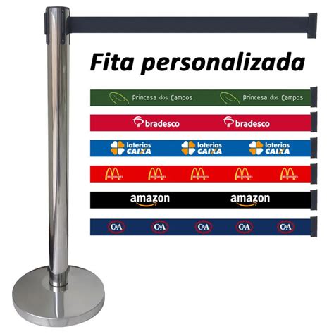 X Pedestal Separador De Fila Cromado Fita Personalizada