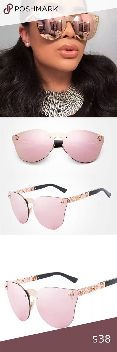 Kingseven Pink Gothic Skull Rimless Cat Eye Sunglasses Cat Eye Sunglasses Gothic Skulls