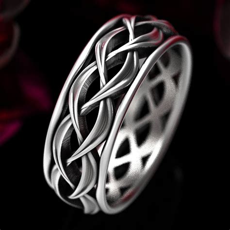 Mens Celtic Ring, Sterling Silver Celtic Wedding Band, Mens Silver Ring ...