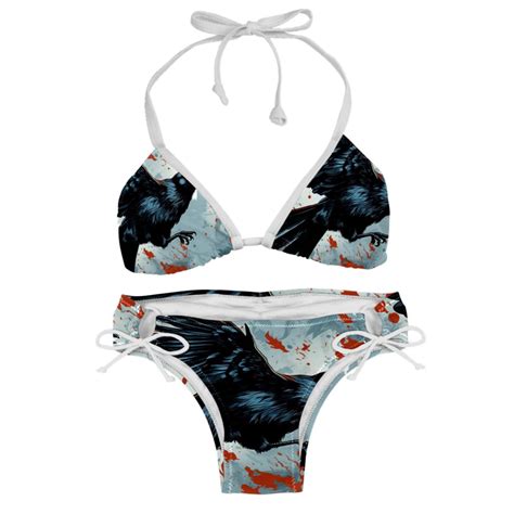 Crow Detachable Sponge Adjustable Strap Bikini Set Two Pack Versatile