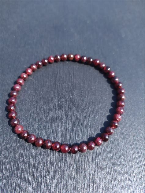 Bracelet Pierre Naturelle Grenat 4mm Etsy