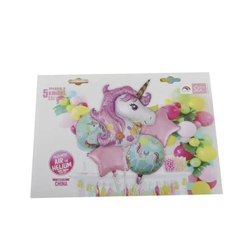 Set 5 Globos Metalicos Unicornio Cod 160 G1044018 Sol Naciente