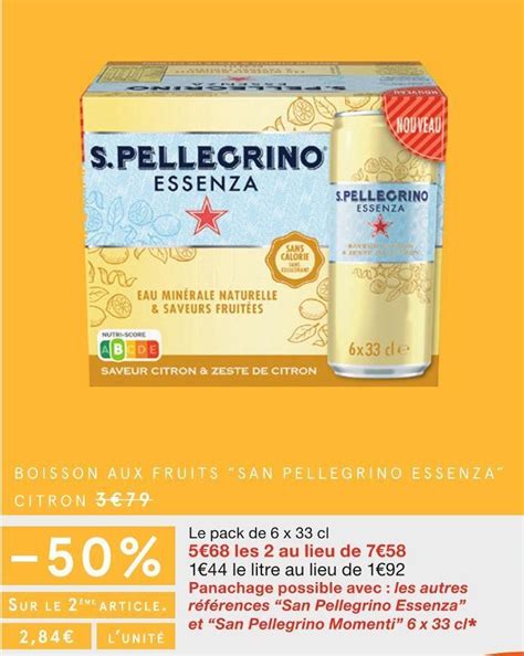 Promo San Pellegrino Essenza Boisson Aux Fruits Citron Chez Monoprix