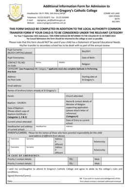 Fillable Online Bathnes Gov St Gregory S Additional Information Form