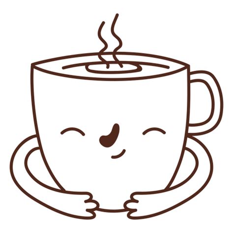 Diseño PNG Y SVG De Dibujos Animados De Taza De Café Humeante Con Una