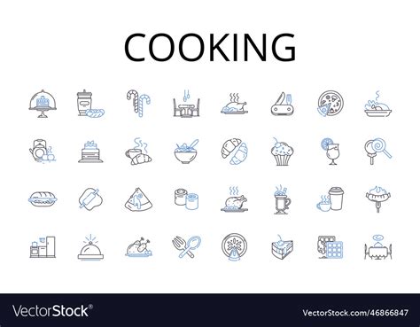 Cooking Line Icons Collection Culinary Preparing Vector Image