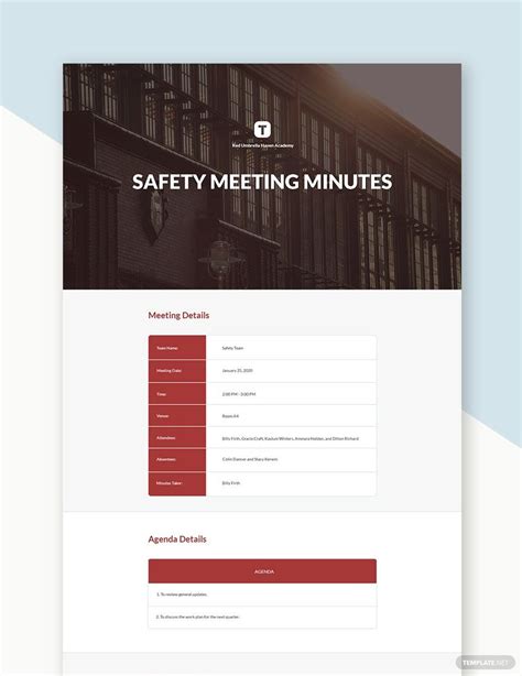 Food Safety Meeting Minutes Template In Pages Word PDF Google Docs