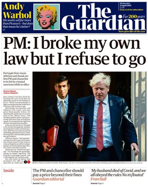 The Guardian Partygate Front Page