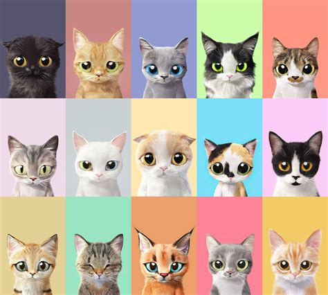 60 Pcs Cutie Pretty Cat Portrait Collage Kit Sugar Kittie Collage Kit