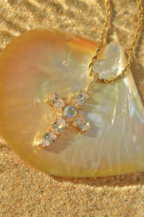 DIAMOND MOONSTONE CROSS NECKLACE – DBL JEWELRY