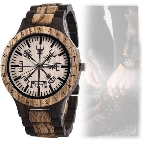 Montres En Bois Pour Hommes Viking Montre Bracelet En Bois Vegvisir