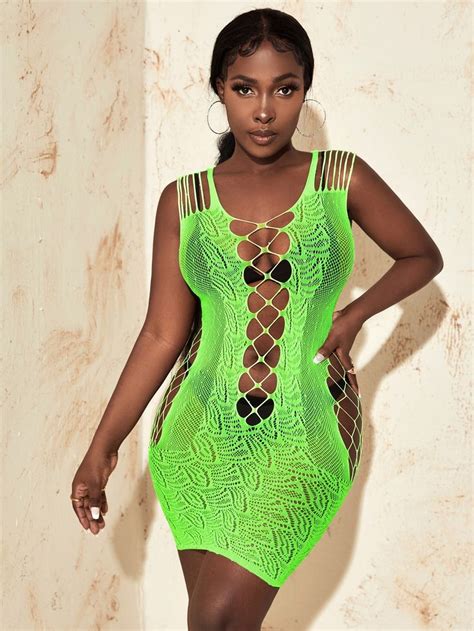 Lime Green Sexy Collar Sleeveless Spandex Plain Bodycon Embellished