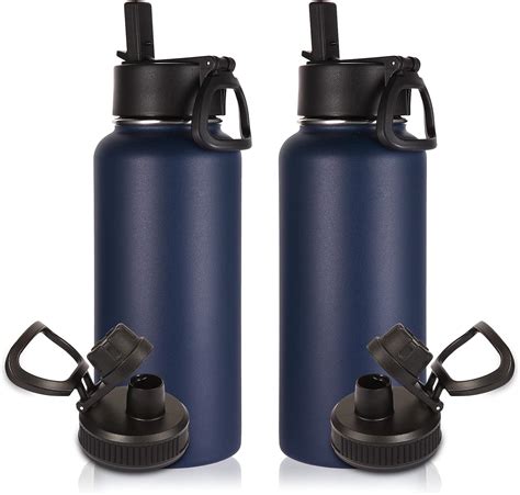 Volhoply 32 Oz Insulated Water Bottles Bulk 2 Pack With Straw Lid