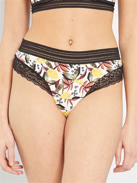 Tanga Mojito Lingerie écru noir Kiabi 7 00