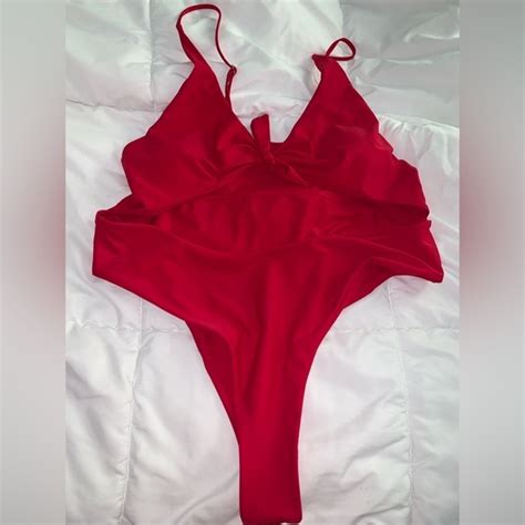 Zaful Swim Zaful One Piece Red Swimsuit Poshmark