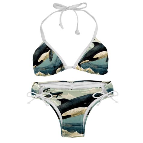 Whale Detachable Sponge Adjustable Strap Bikini Set Two Pack Great For