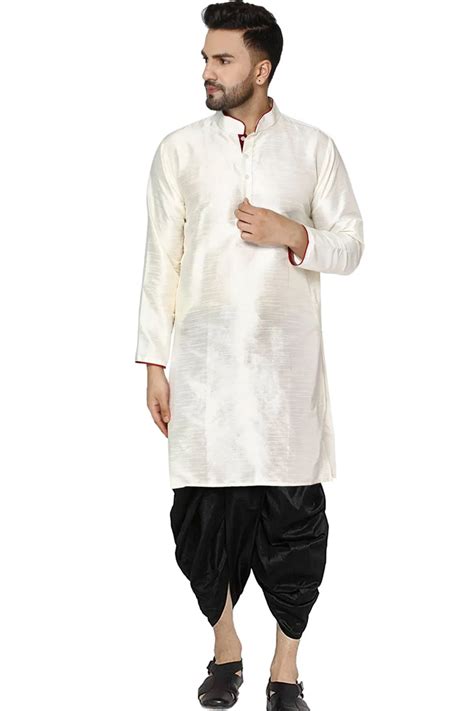 Solid Color Dupion Silk Kurta Set In White Ucchal Fashion