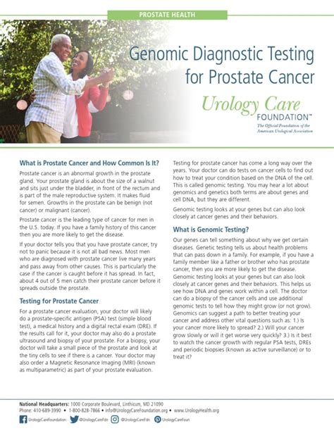 Genomic Diagnostic Testing Prostate Cancer Fact Sheet English Pdf