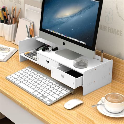 Jual Premium Monitor Stand Laptop Riser Tatakan Imac Laci Rak Pc