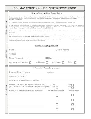 Fillable Online Cesolano Ucdavis How To File An Incident Report Form