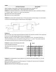 Ece 218 Spring 21 Final Exam Pdf NAME ECE 218 Final Exam Spring 2021