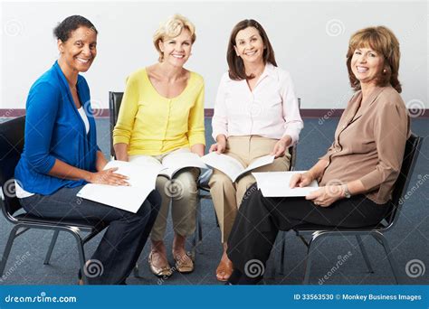 Group Of Women At Book Club Stock Photo Image Of Person Learning