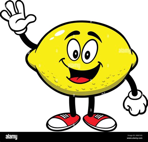 Lemon Mascot Waving A Cartoon Illustration Of A Lemon Mascot Waving