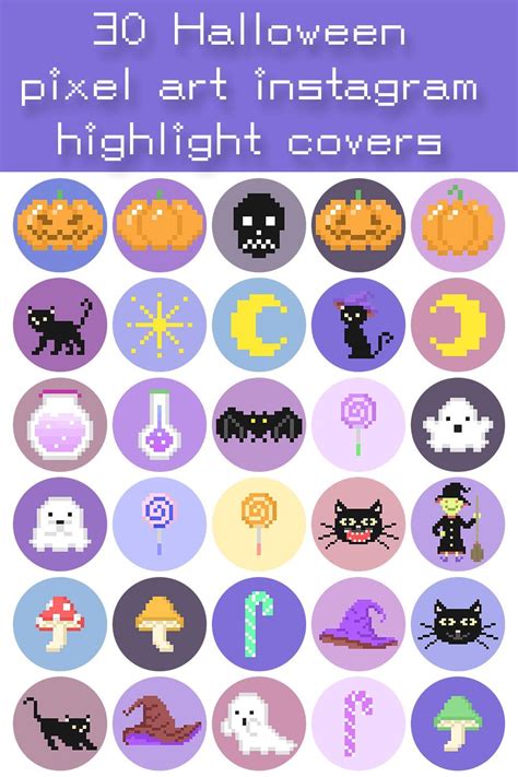 30 Halloween Pixel Art Instagram Highlight Covers Halloween Instagram