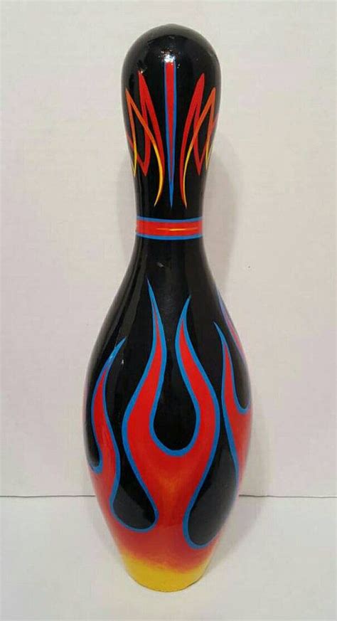 Hand Painted Flames And Pinstriped Bowling Pin Pinstripe Art