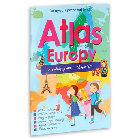 Atlas Europy z naklejkami i plakatem Opracowanie zbiorowe Książka w