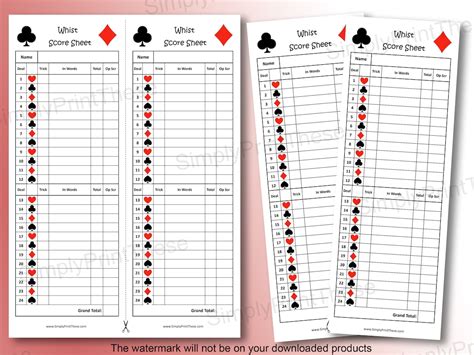 Printable Whist Score Sheets To Record Your Whist Card Games Whist Score Card Learn To Play