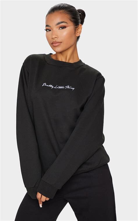 Black Prettylittlething Oversized Sweatshirt Prettylittlething