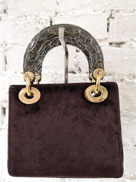 Christian Dior Mini Dior Brown Velvet Handle Bag At 1stdibs Christian