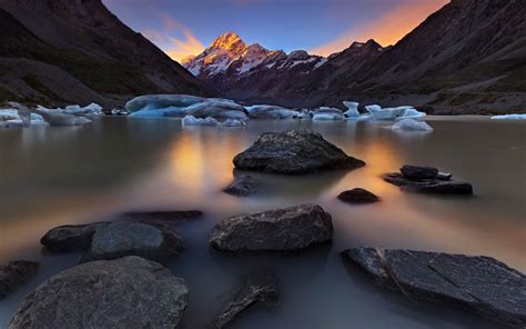 Wallpaper Landscape Mountains Sunset Sea Lake Water Rock