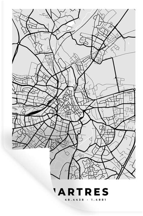 Muurstickers Sticker Folie Chartres Plattegrond Frankrijk