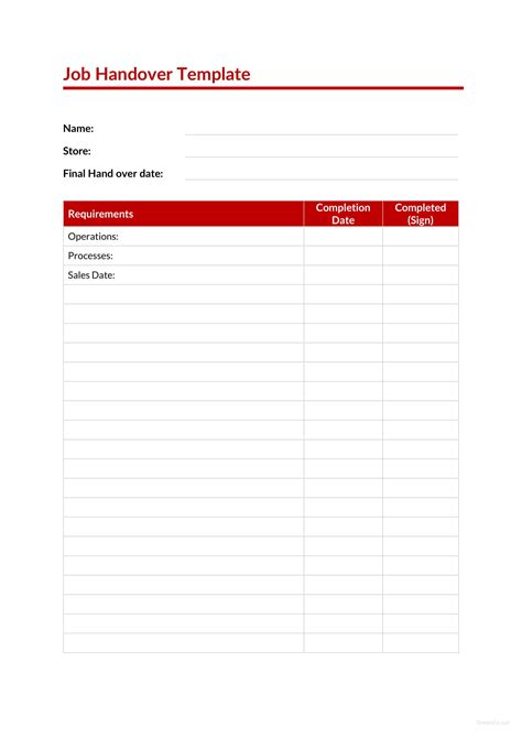 Free Handover Report Template Word Printable Templates