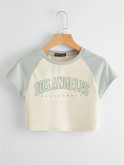 SHEIN Qutie Maglietta Corta Con Grafica Lettera Los Angeles SHEIN ITALIA