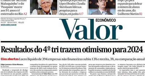 Capa Valor Econômico Edição Sexta 12 de Abril de 2024