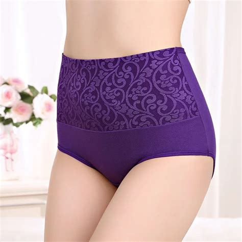 Buy Plus Size Cotton Panties High Waist Womens