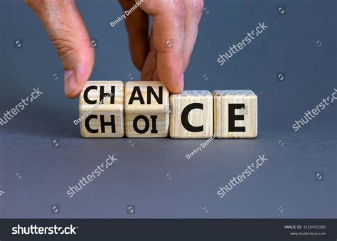 Choice Chance Symbol Businessman Turns Wooden Stock Photo